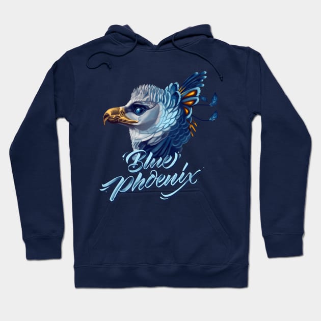 Blue phoenix Hoodie by Yana Graffox